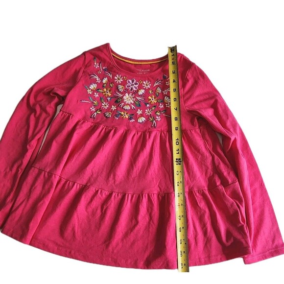Isaac Mizrahi NWT Girls Pink Ruffle Blouse – Floral Embroidered Top Size L - Picture 7 of 12